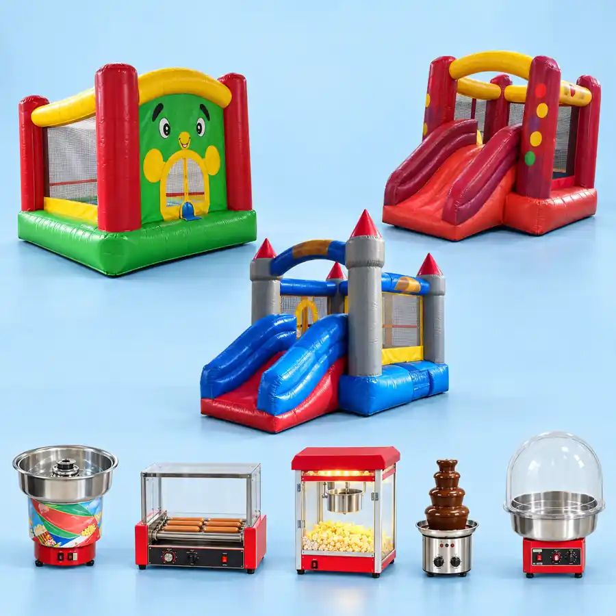 השכרת 3 מתנפחים ודוכן אוכל